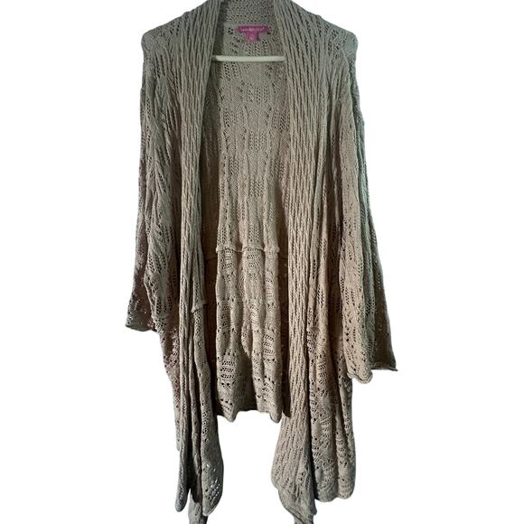 Woman Within Open Front Pointelle Cardigan - Picture 2 of 10